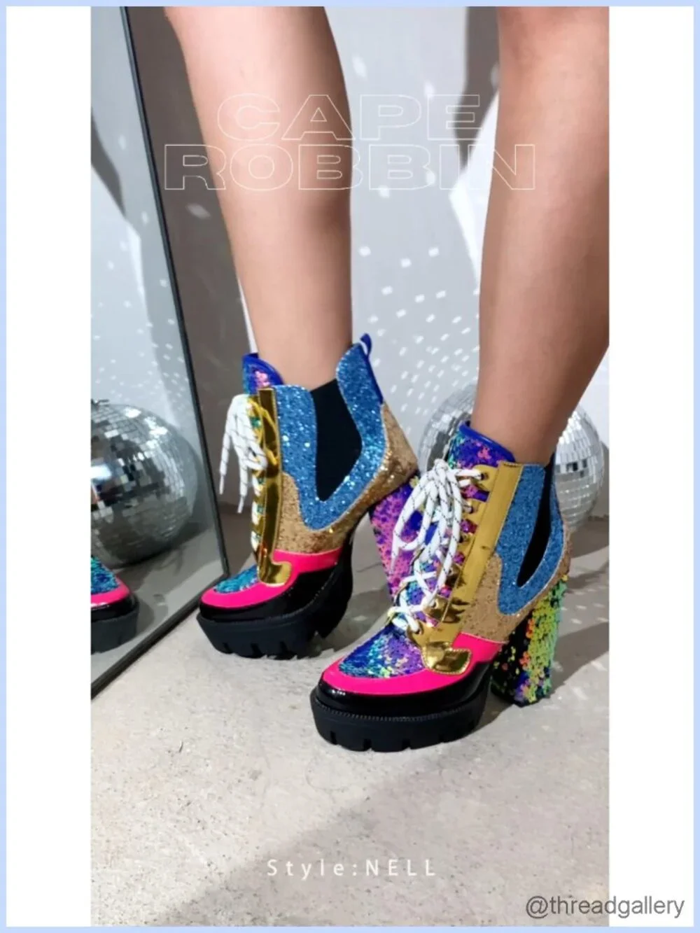 Sparkly Sequin Platform Chelsea Boots - Chunky Block Heel Ankle Boots